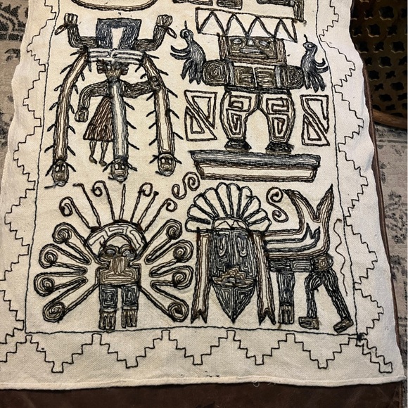 Vintage HANDMADE  PERUVIAN NAIVE STYLE CREWEL TAPESTRY - Picture 10 of 10